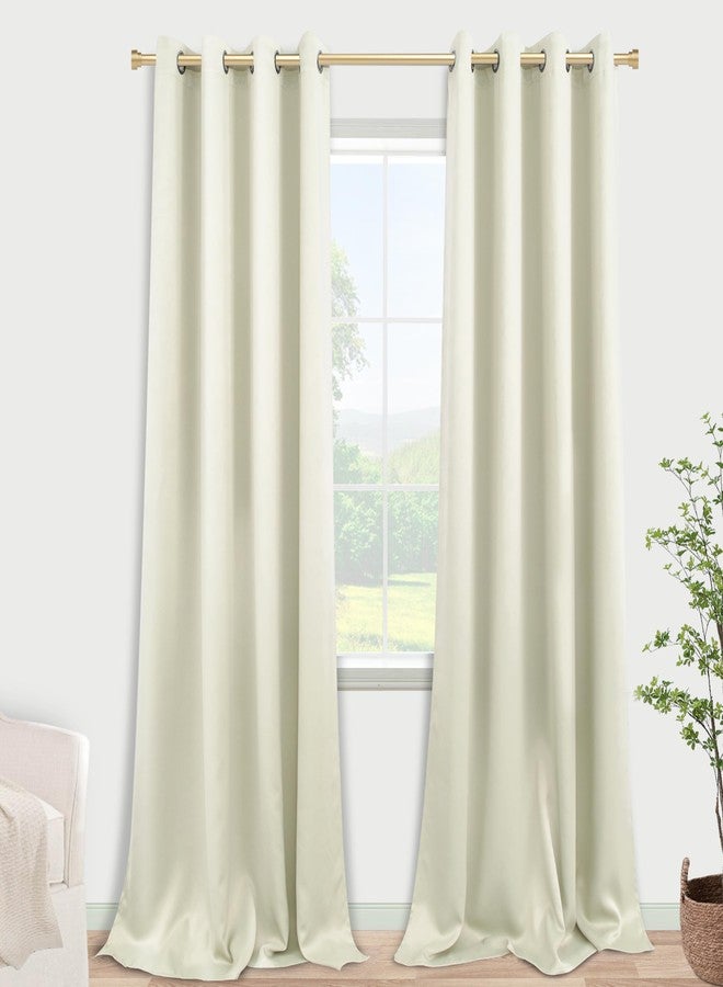 KOUFALL 102 Inch Extra Long Curtains for Bedroom Living Room,Blackout Room Darkening Grommet Thermal Thick Luxury Curtain Drapes for Sliding Glass Patio Doors,Set 2 Two Panels,102 In Length,Ivory/Cream Beige - Image 3